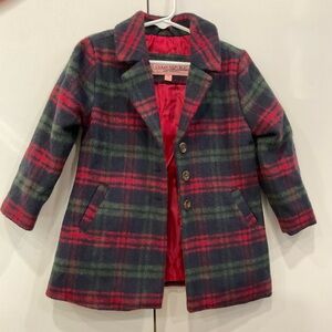 Urban Republic Kids Plaid Pea Coat - Red and Green